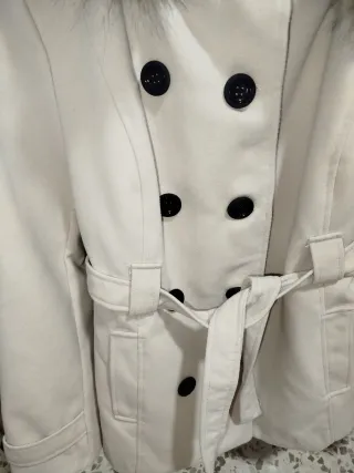 Abrigo beige paño talla S con gorro