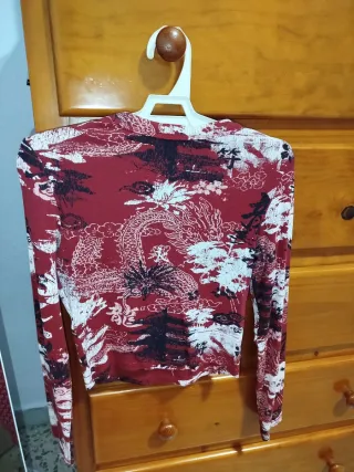 Camiseta Bershka manga larga estampado dragones XS