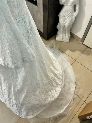 Abito da sposa pizzo tulle cerchio taglia XL