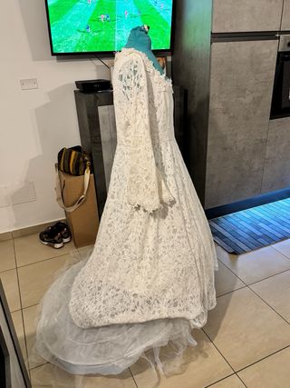 Abito da sposa pizzo tulle cerchio taglia XL
