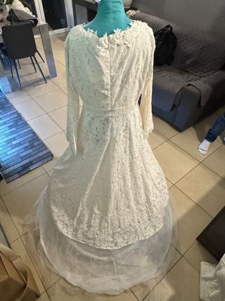 Abito da sposa pizzo tulle cerchio taglia XL