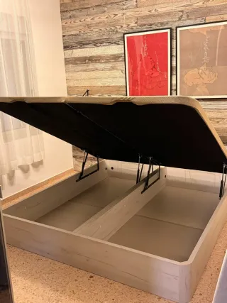 Canapé abatible beige y gris