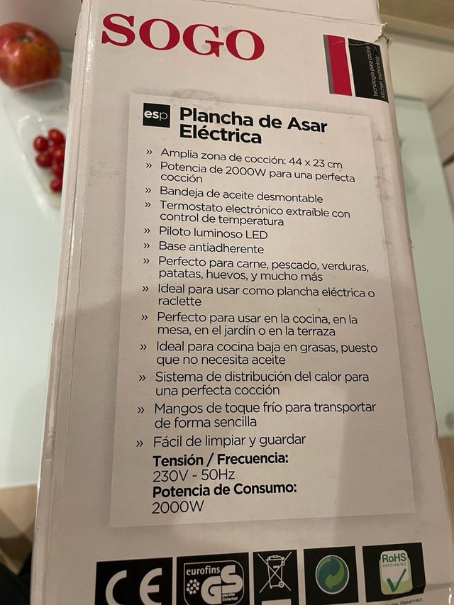 Plancha Eléctrica SOGO 2000W