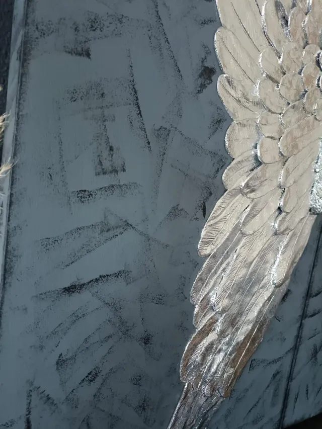 Cuadro Hecho a mano, alas de ángel , porcelana...