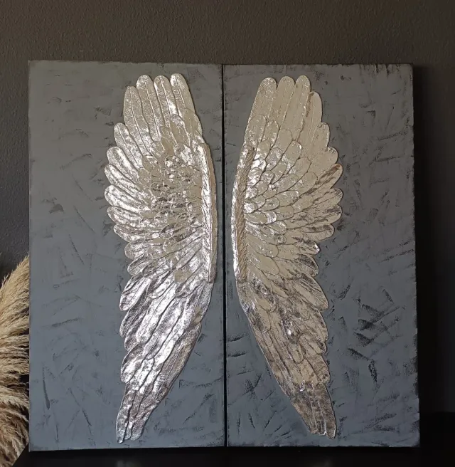 Cuadro Hecho a mano, alas de ángel , porcelana...