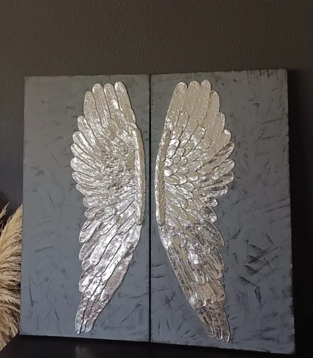 Cuadro Hecho a mano, alas de ángel , porcelana...