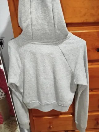 Sudadera Nike corta gris capucha