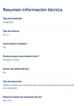 Campana Balay Integrable 53 cm Gris sin usar