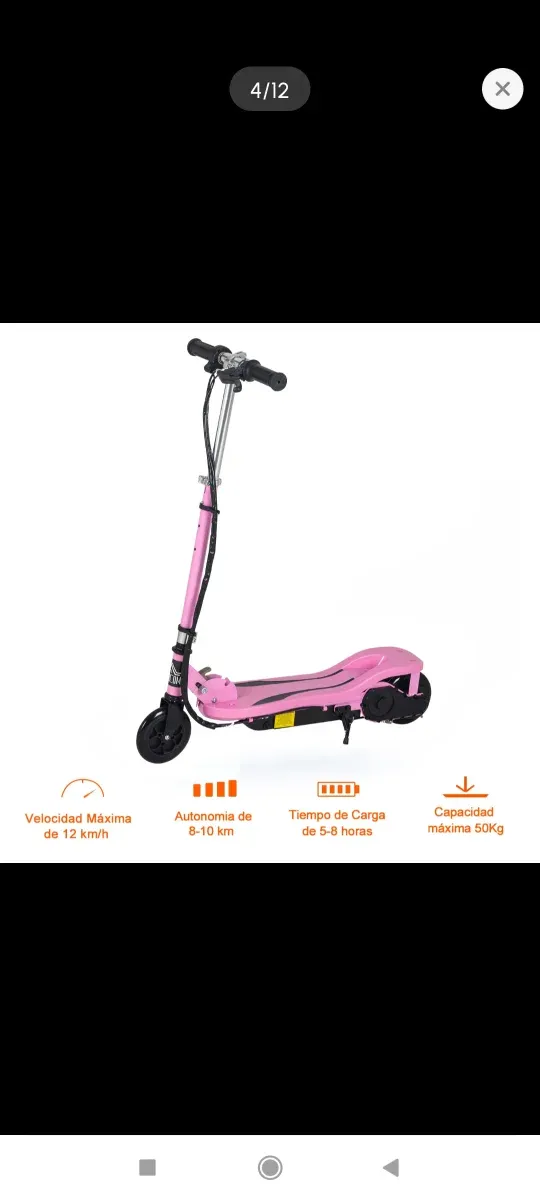 Patinete eléctrico rosa 7-14 años