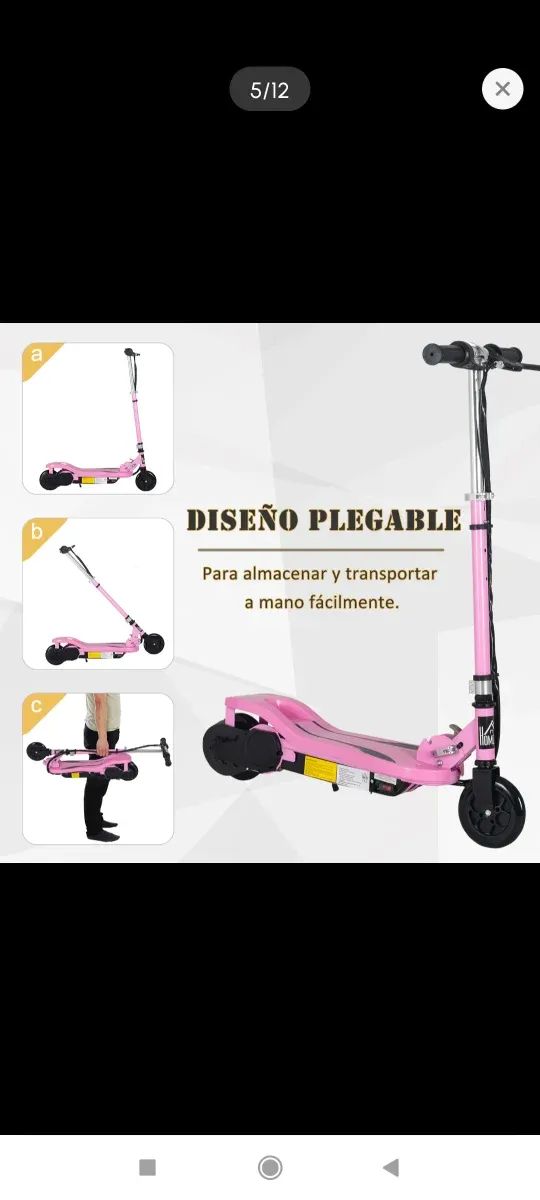 Patinete eléctrico rosa 7-14 años