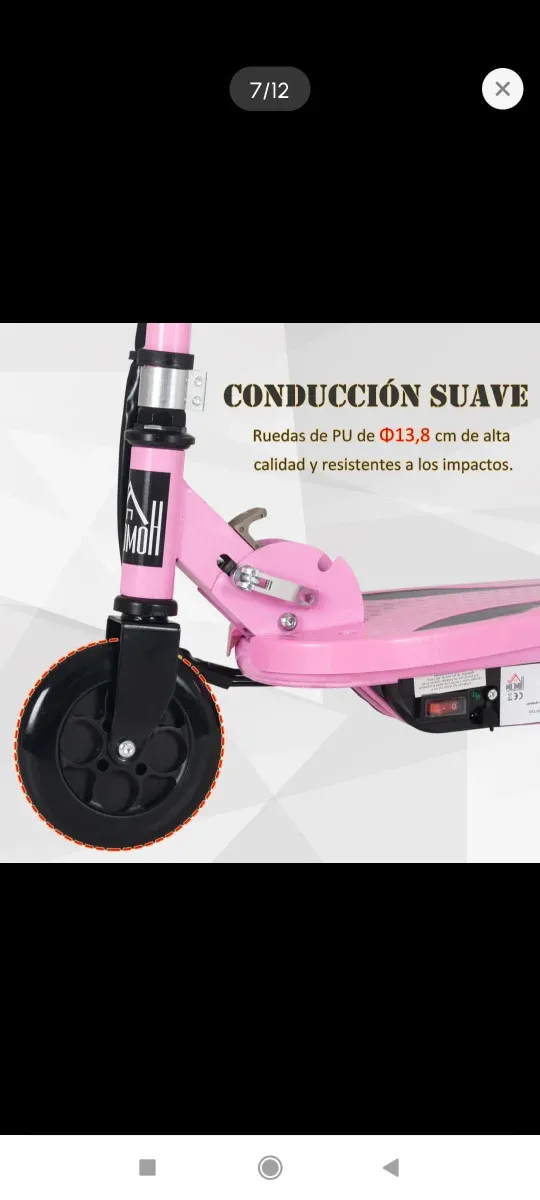 Patinete eléctrico rosa 7-14 años