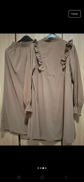 Conjunto Abaya 2 Piezas Marrón Talla Única