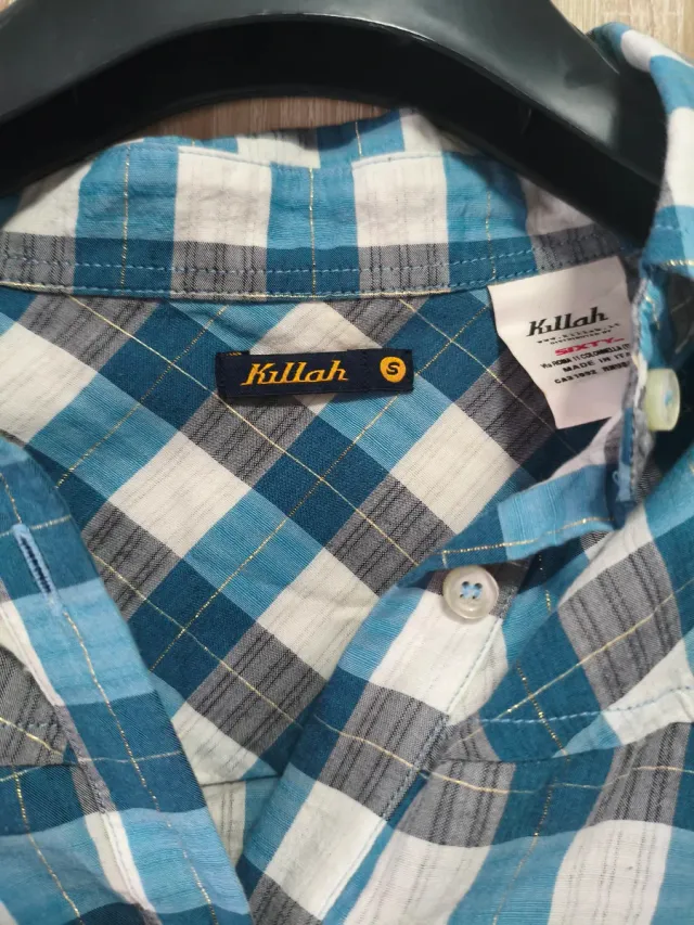Camisa Rellish cuadros azul, gris y blanco