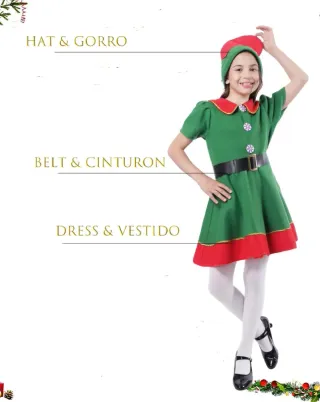 Disfraz Elfa Niña Tallas 3/4 5/6 7/9 10/12años