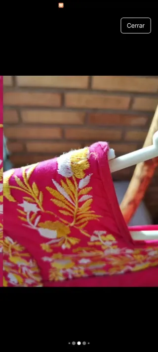 Vestido bordado étnico bohemio rosa y amarillo