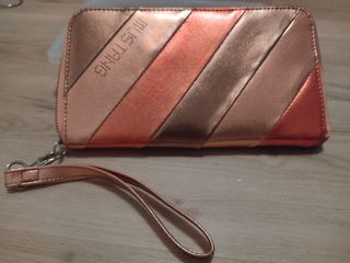 Cartera de mano Mustang dorada y rosa