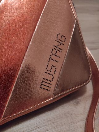 Cartera de mano Mustang dorada y rosa