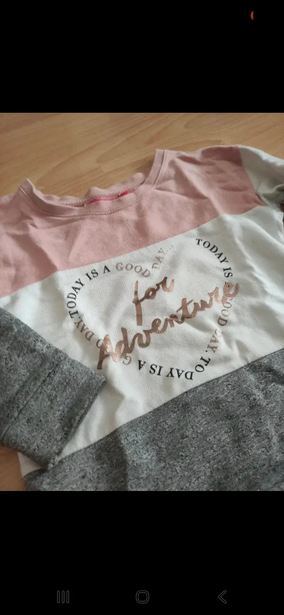 Jersey niña rosa, blanco y gris