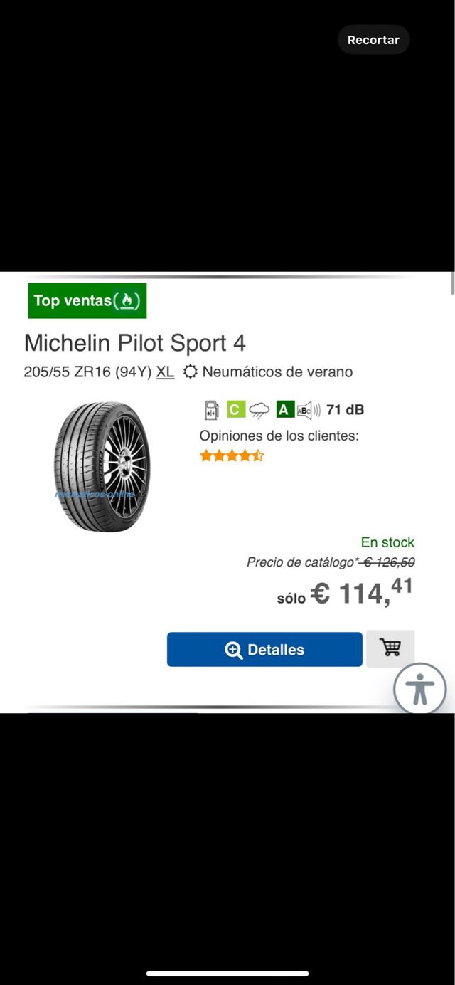4 Neumáticos Michelin Pilot Sport 4 205/55ZR16 94Y