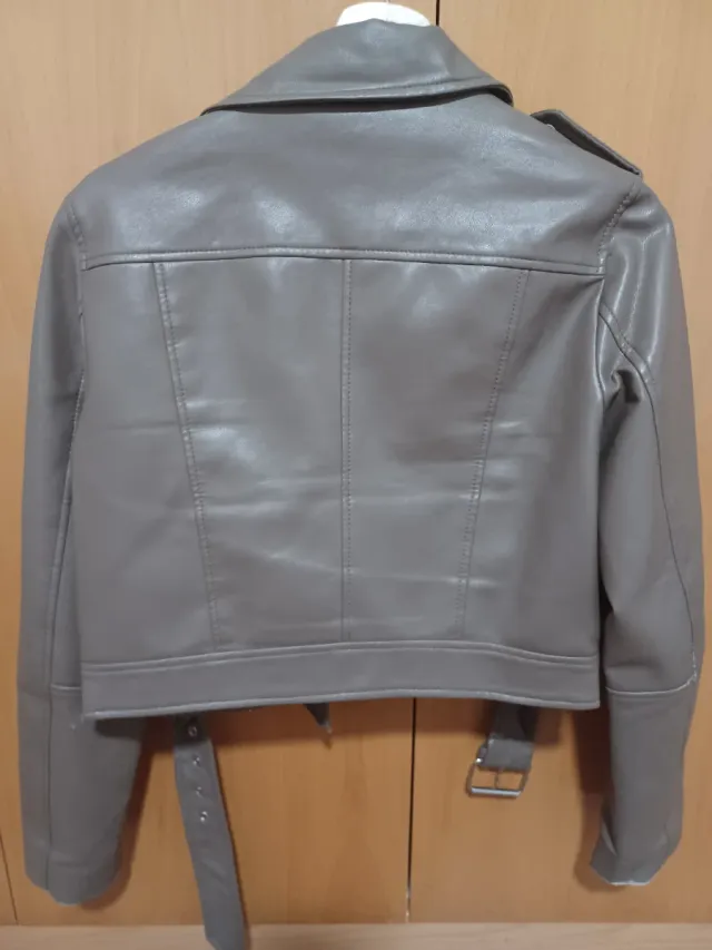 Chaqueta Biker Polipiel Color Taupe