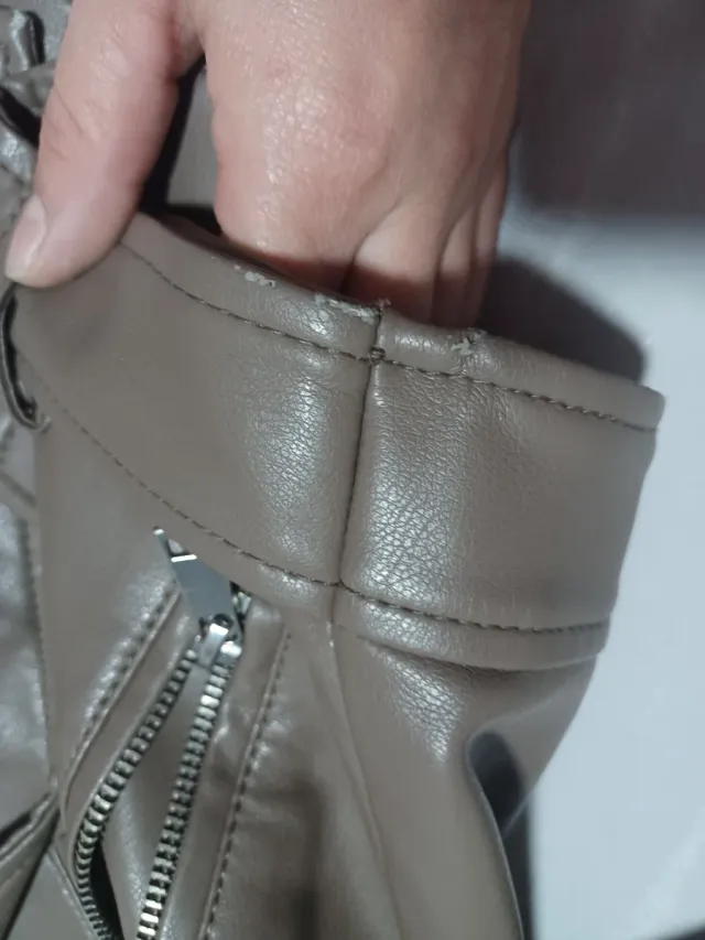 Chaqueta Biker Polipiel Color Taupe