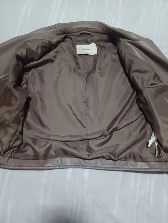 Chaqueta Biker Polipiel Color Taupe