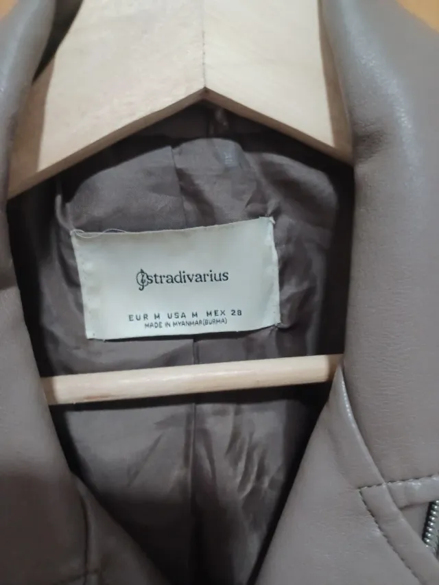 Chaqueta Biker Polipiel Color Taupe