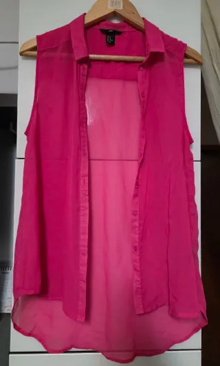 Camisa H&M sin mangas transparente rosa
