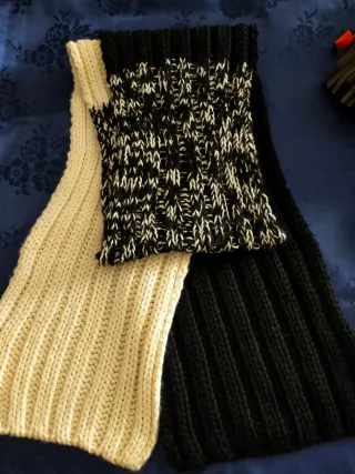 Sciarpa lana bicolore nero/bianco