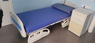 Cama hospital Desan Flex azul y blanca