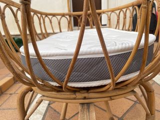 Cuna de mimbre Vintage con colchón ovalado nuevo