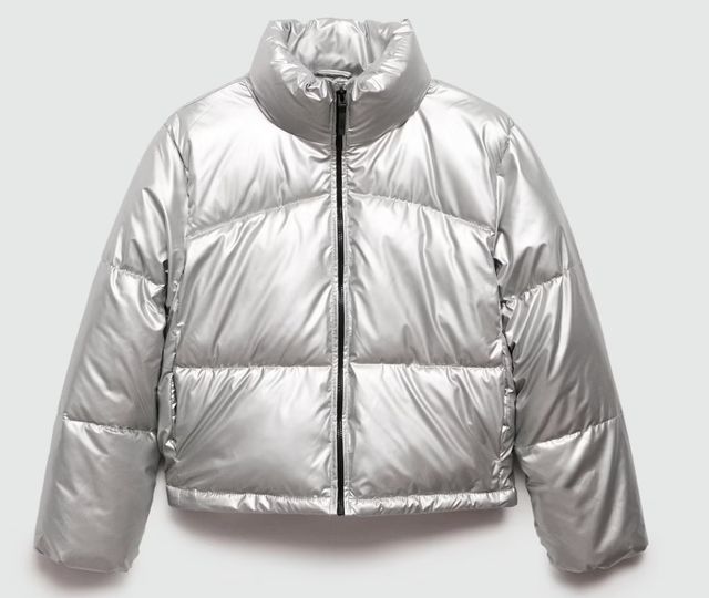 Chaqueta plateada Mango acolchada