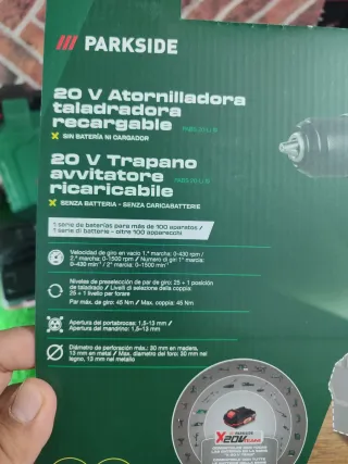 Taladro Parkside con batería y cargador
