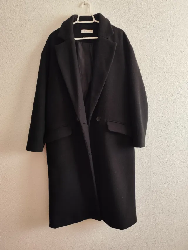 Abrigo largo oversize negro Easy Wear Talla S