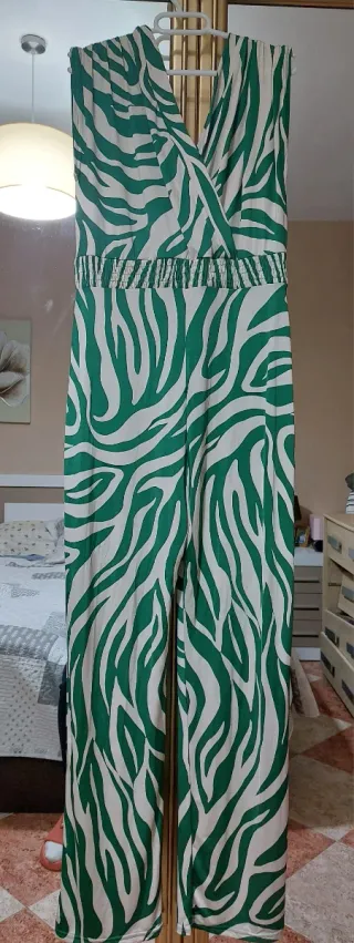 Mono Morgan verde y blanco estampado cebra