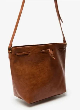 Bolso bucket Cortefiel Marrón Piel Serpiente