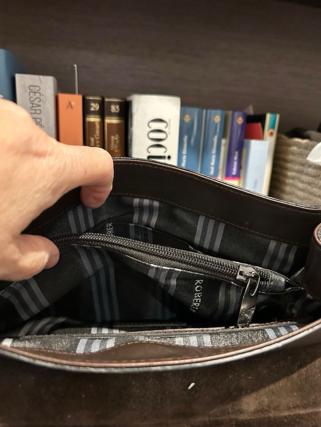 Bolso piel marrón y animal print