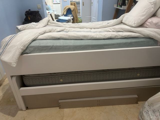 Cama nido blanca con 2 cajones