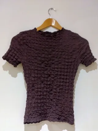Camiseta Zara Marrón Texturizada
