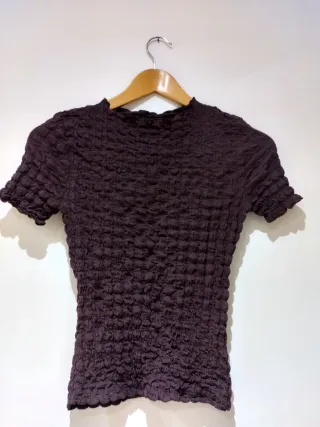 Camiseta Zara Marrón Texturizada