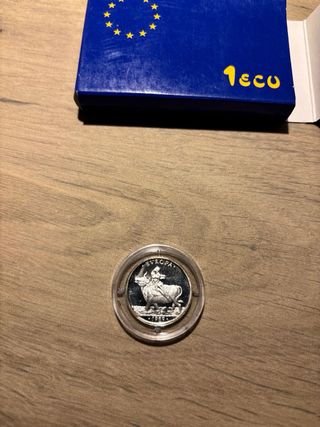 Moneda plata 1 ECU 1989 FNMT Estuche Caja Original