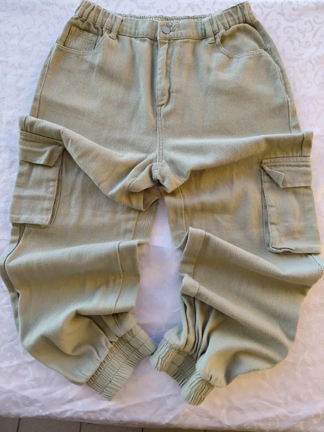 Pantaloni Cargo Donna Verde Salvia