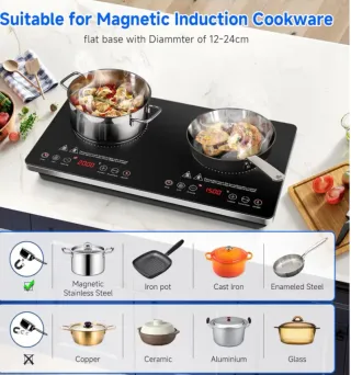 Placa Inducción 2 Fuegos