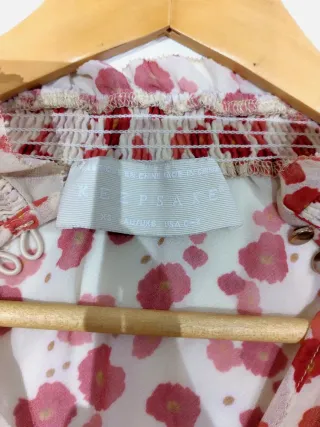 Blusa Beige y Roja Estampada