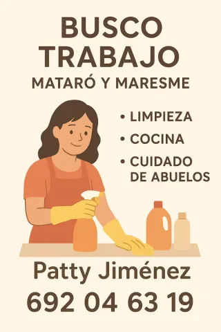 Busco trabajo en limpieza y cuidado de abuelos.