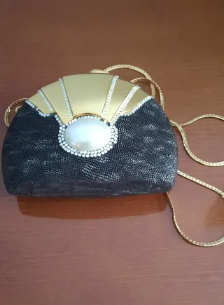 Bolso de fiesta vintage negro y dorado