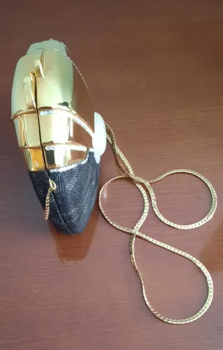 Bolso de fiesta vintage negro y dorado