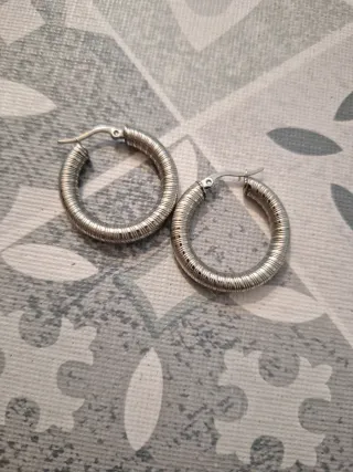 Pendientes Aro Acero Plateado