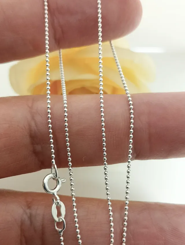 Cadena bolitas plata de ley 40cm
