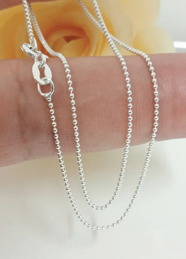 Cadena bolitas plata de ley 40cm